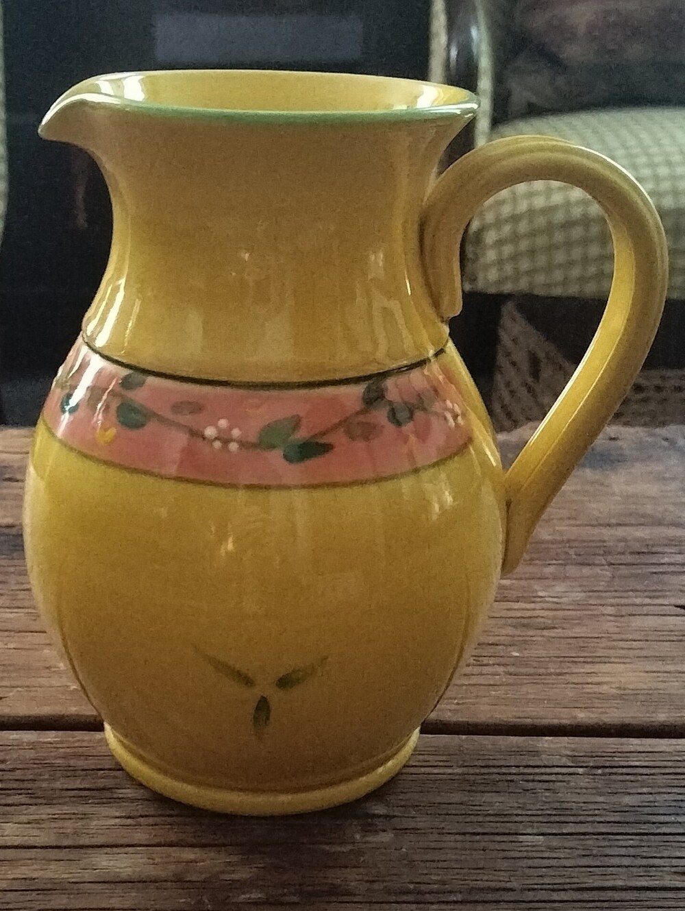 Vintage T Comme Terre French Provencale Pottery Pitcher 8" tall, perfect cond.